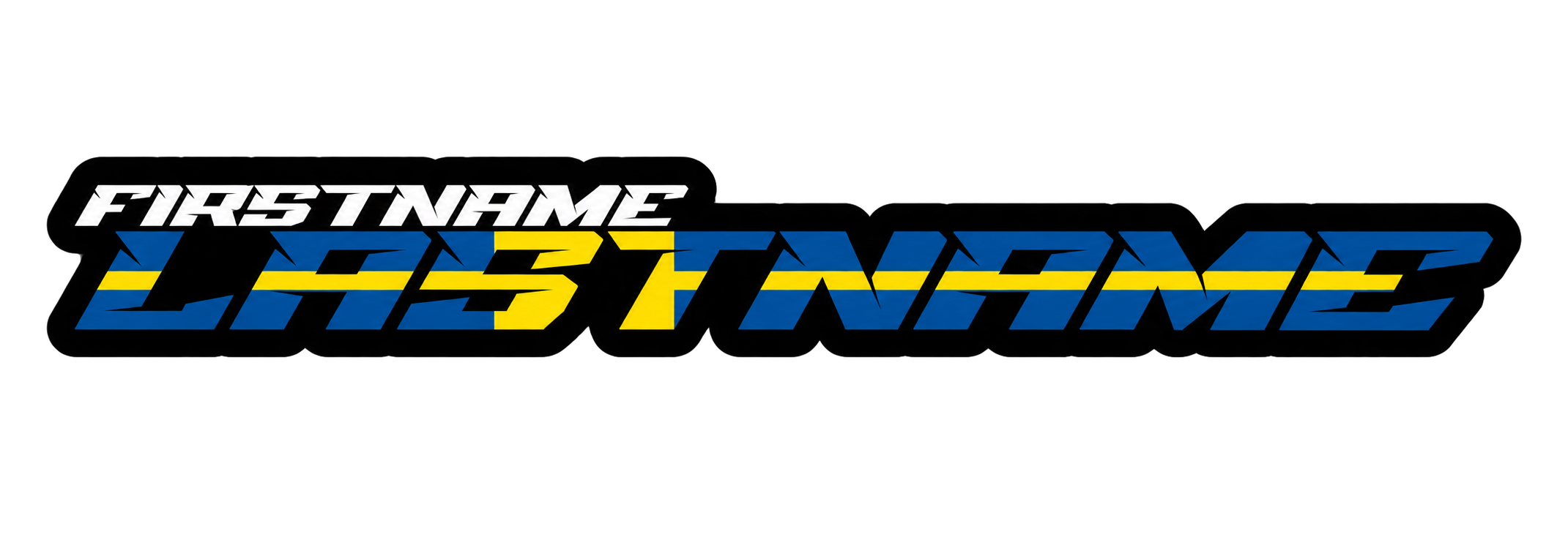 Straight Stacked Helmet Name custom graphics example